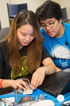 Students working on a project at Citrus Hack 2016.