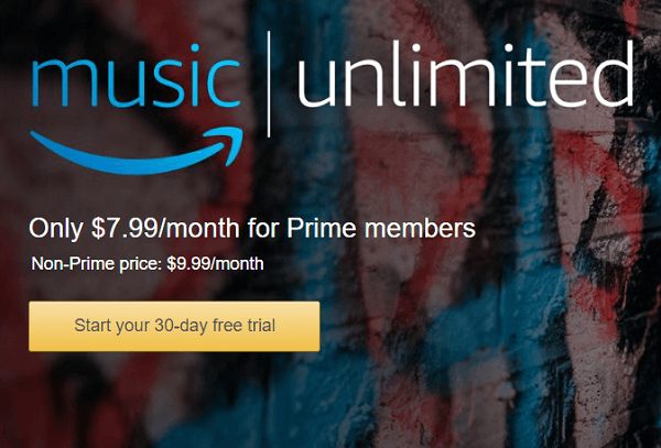 Amazon Music Unlimited page