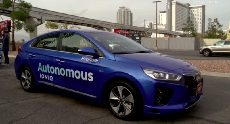 Hyundai's Ioniq self-driving car. Photo: Yahoo Video