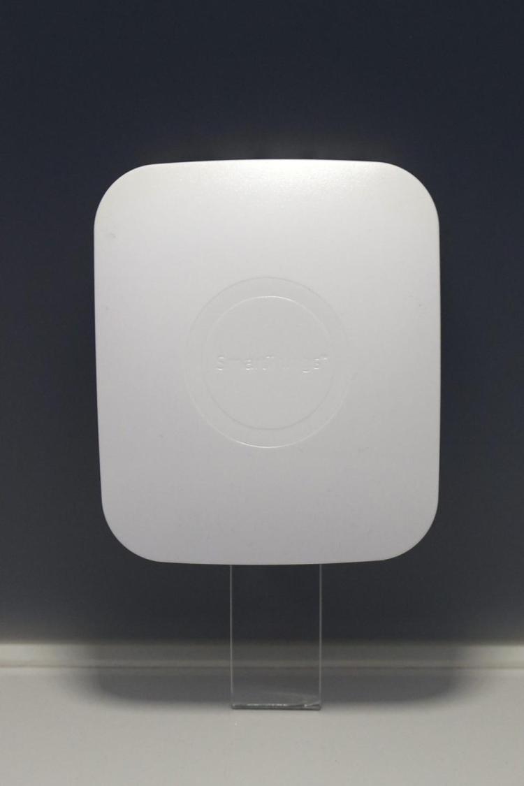 A Samsung SmartThings hub connects to your phone, Smart Samsung appliances, and third party devices.