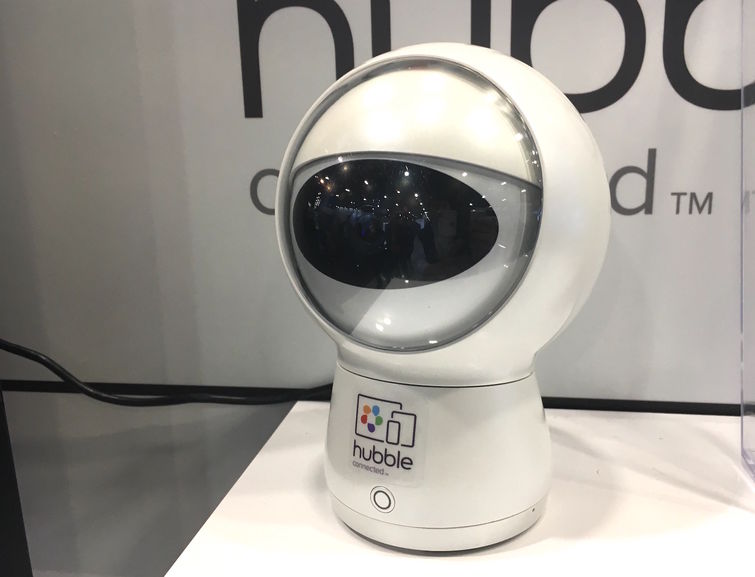 Photo of the Hubble Connect Robot, Hugo, at an electronics expo